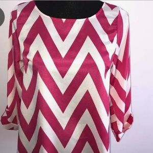 Every Pink and White Chevron Blouse
